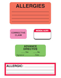 Allergy Labels For Medical Charts